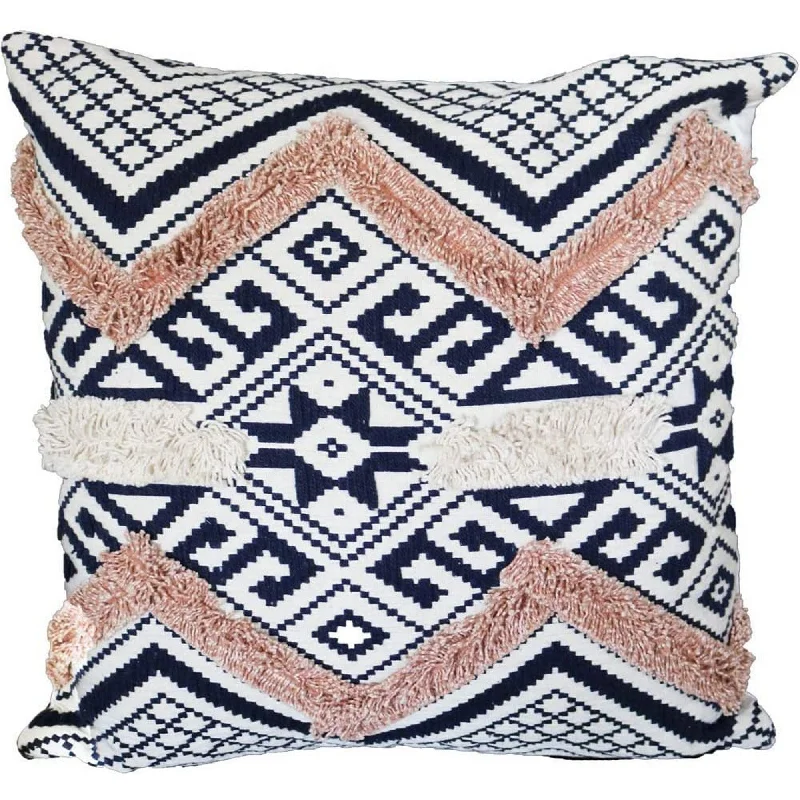 Benzara BM219719 18 x 18 Handwoven Jacquard Print Cotton Accent Pillow Cover, Multicolor