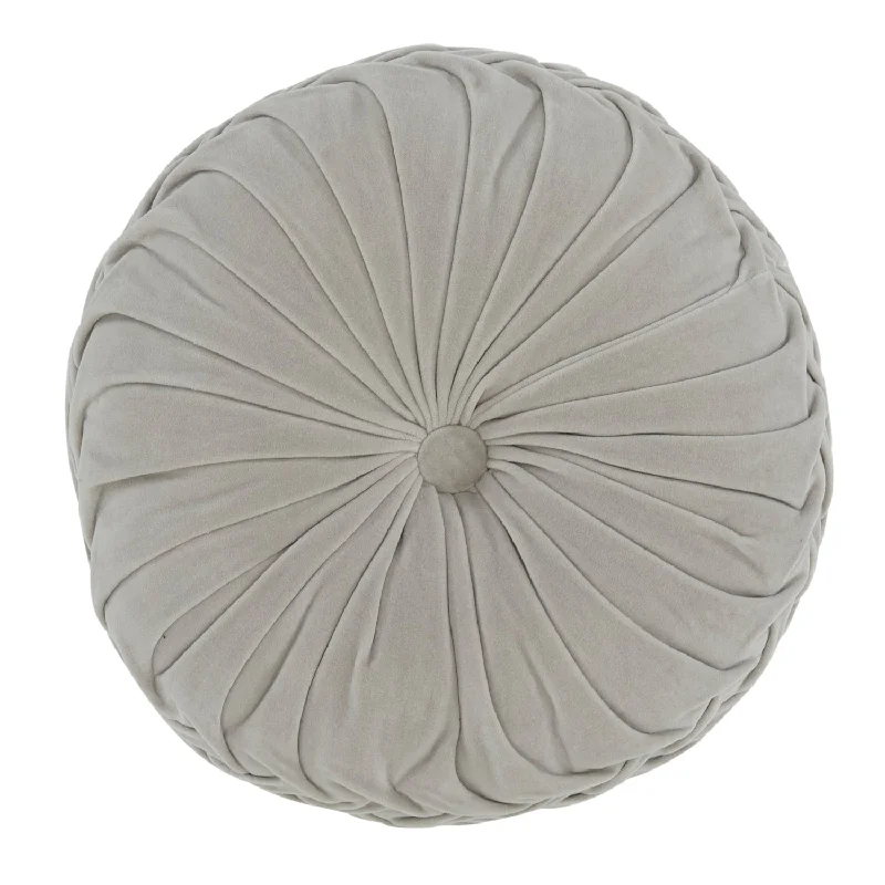 Light Grey Pleated Velvet Round Pillow