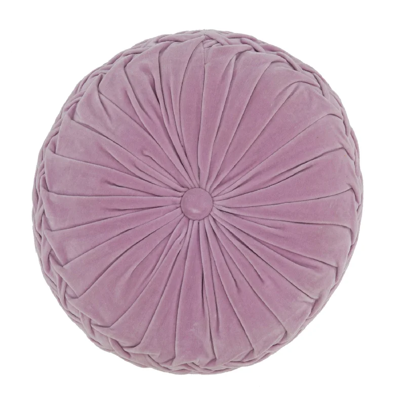 Lavender Pleated Velvet Round Pillow