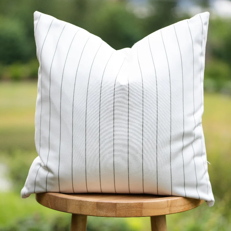 CIRRUS || Ivory & Gray Striped Indoor/Outdoor Pillow Cover