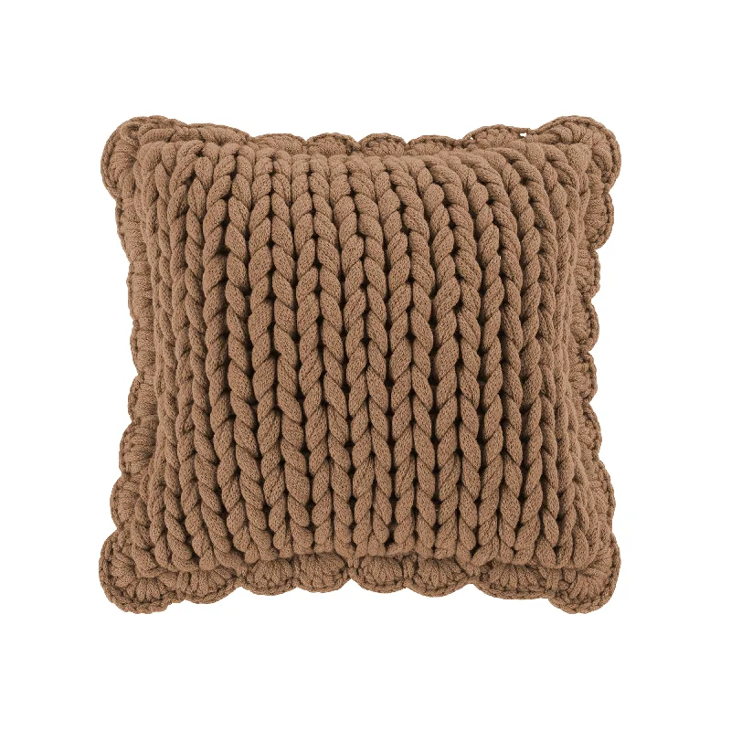 Decorative Pillow Chunky Knitted Camel