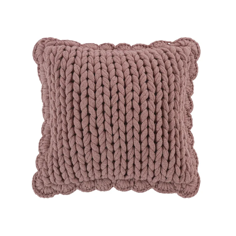 Decorative Pillow Chunky Knitted Mauve