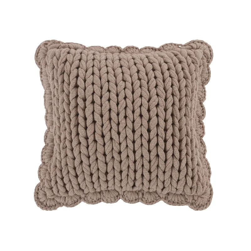 Decorative Pillow Chunky Knitted Taupe