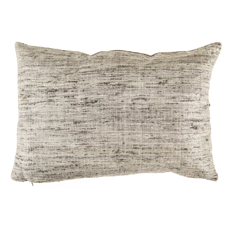 Grey Frayed Weave Lumbar Pillow - Small