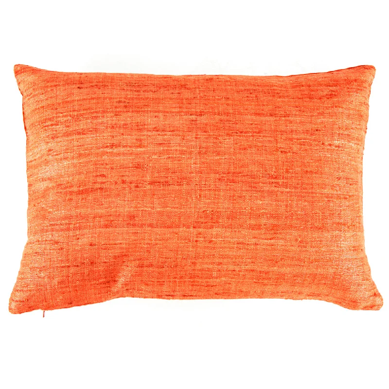 Orange Frayed Weave Lumbar Pillow - Small