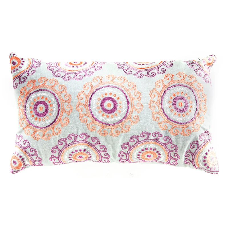 Orange + Purple Embroidered Lumbar Pillow