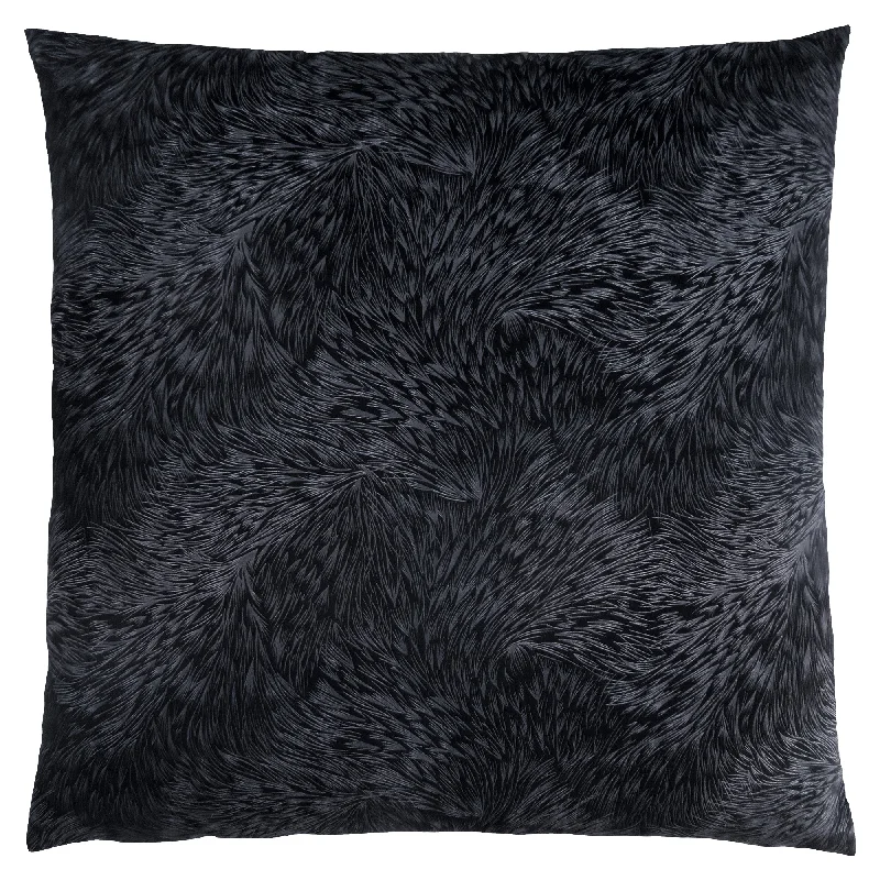 Monarch Pillow - 18"X 18" Black Feathered Velvet 1Pc