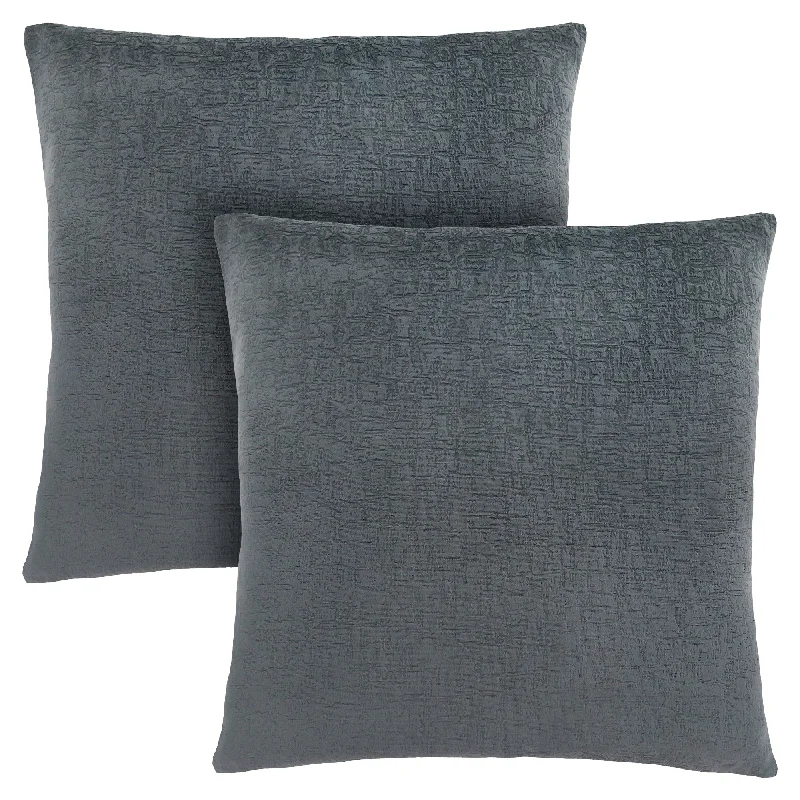 Monarch Pillow - 18"X 18" Dark Grey Mosaic Velvet 2Pcs