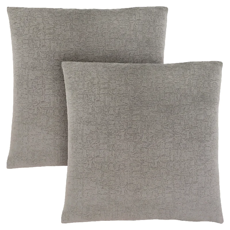 Monarch Pillow - 18"X 18" Grey Mosaic Velvet 2Pcs