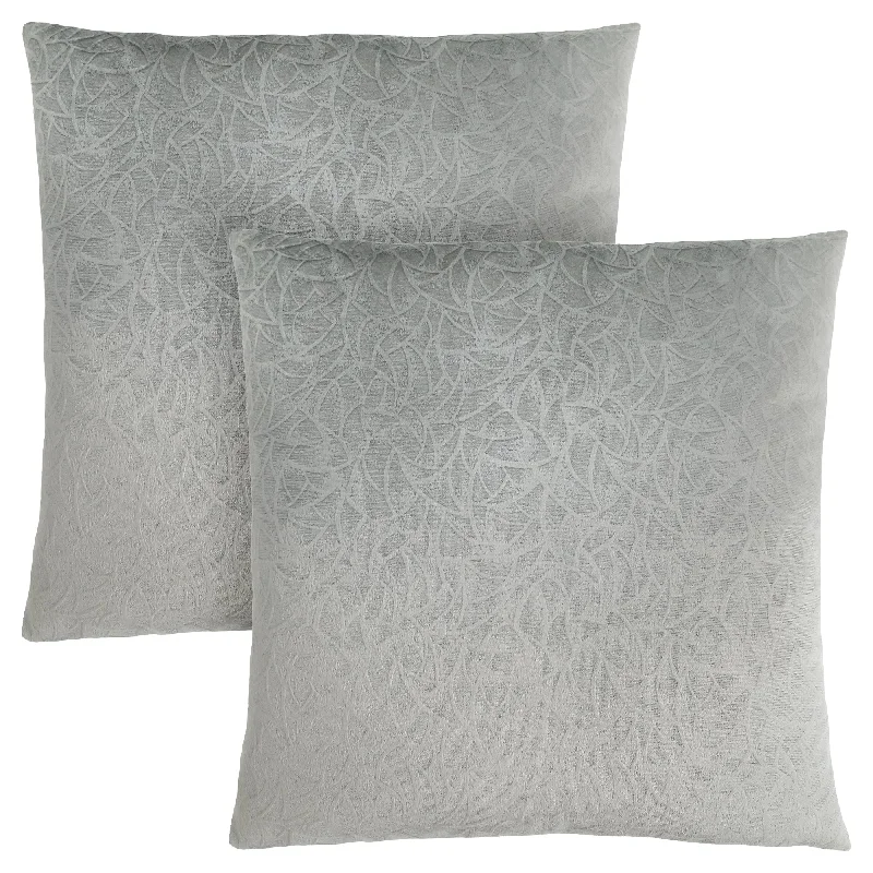 Monarch Pillow - 18"X 18" Light Grey Floral Velvet 2Pcs