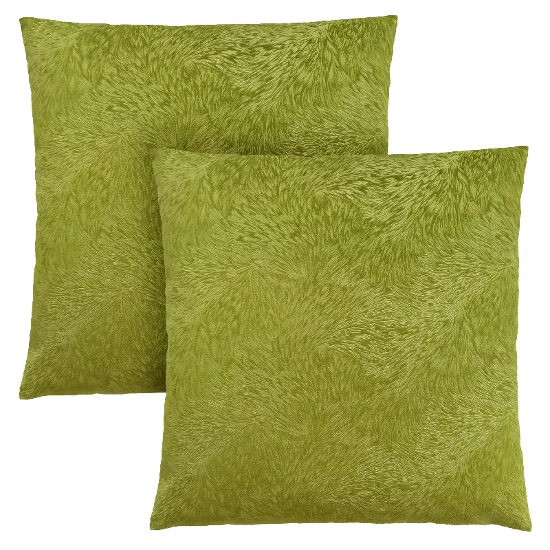 Monarch Pillow - 18"X 18" Lime Green Feathered Velvet 2Pcs