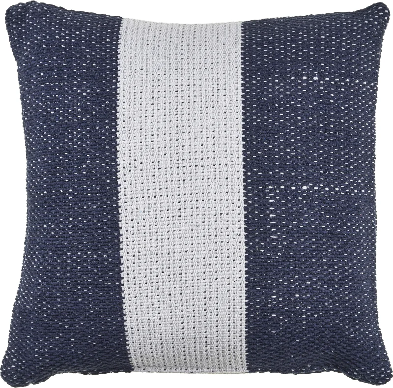 Navy Indigo and White Stripe Throw Pillow