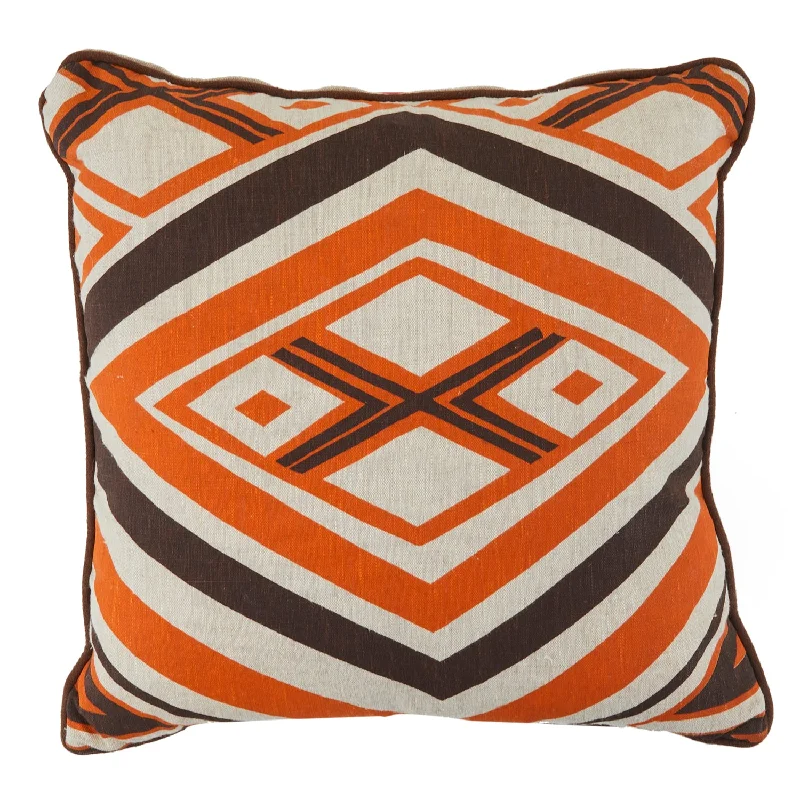 Orange Brown Geometric Pillow