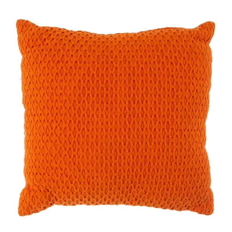 Orange Knit Textured Pillow