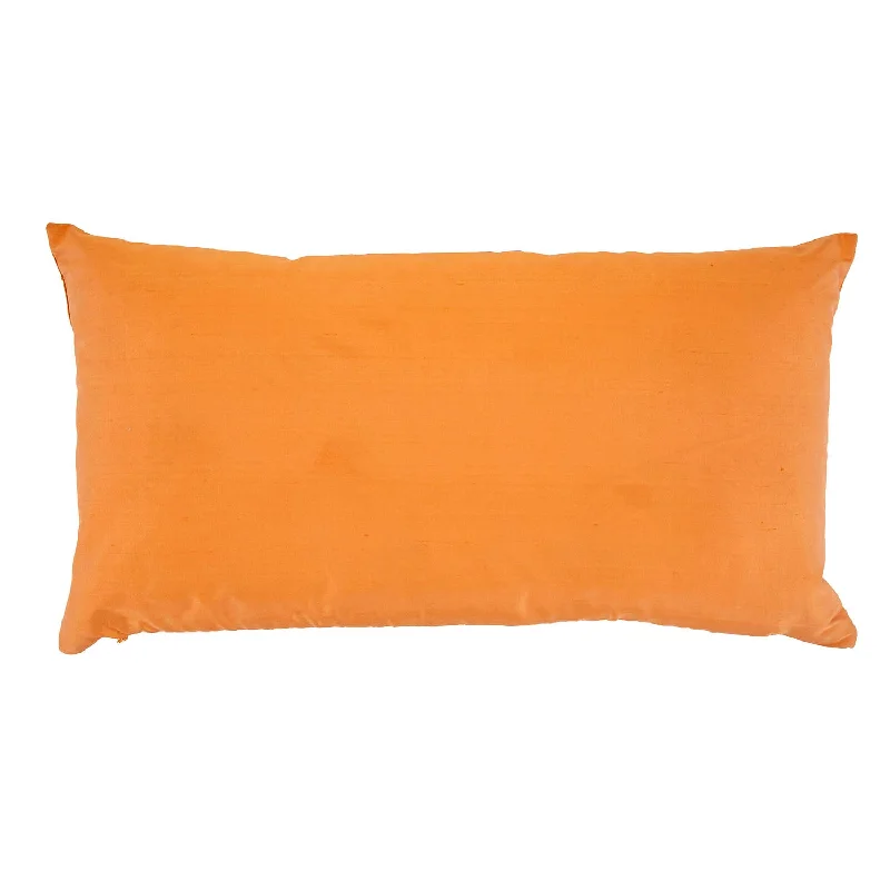 Orange Raw Silk Lumbar Pillow