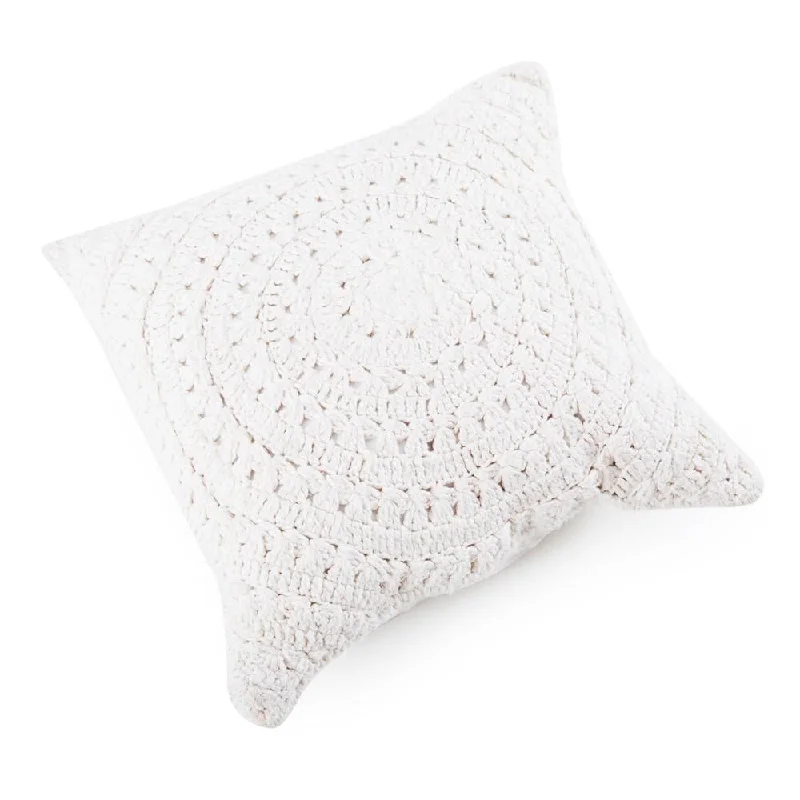 Off White Knit Circle Pattern Pillow