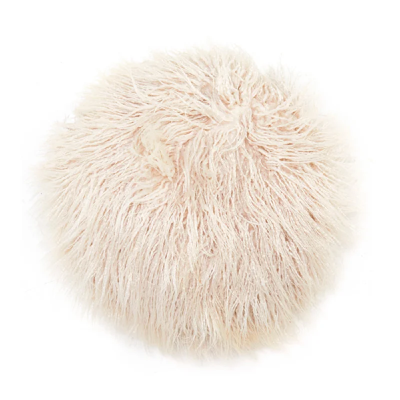 Off White Shag Circular Pillow