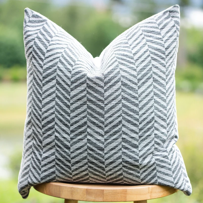 ZIGGY (DARK GRAY)|| Chevron Indoor/Outdoor Pillow Cover