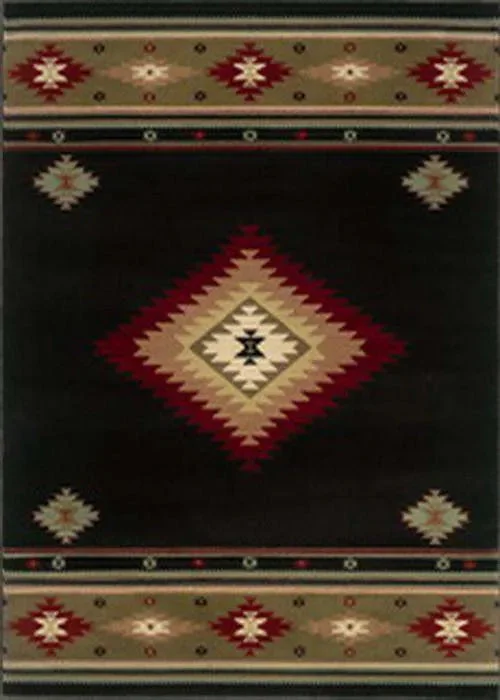 Hudson 87G Black/ Green Rug