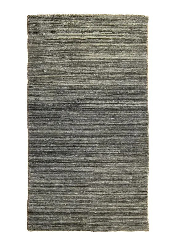 Oriental Rug Indian Handmade Runner Modern 2'6"x4'6" (3x5) Gray Stripes Design #A35261