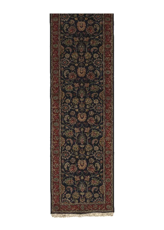 Oriental Rug Indian Handmade Runner Traditional 2'7"x11'3" (3x11) Blue Red Floral Design #35801