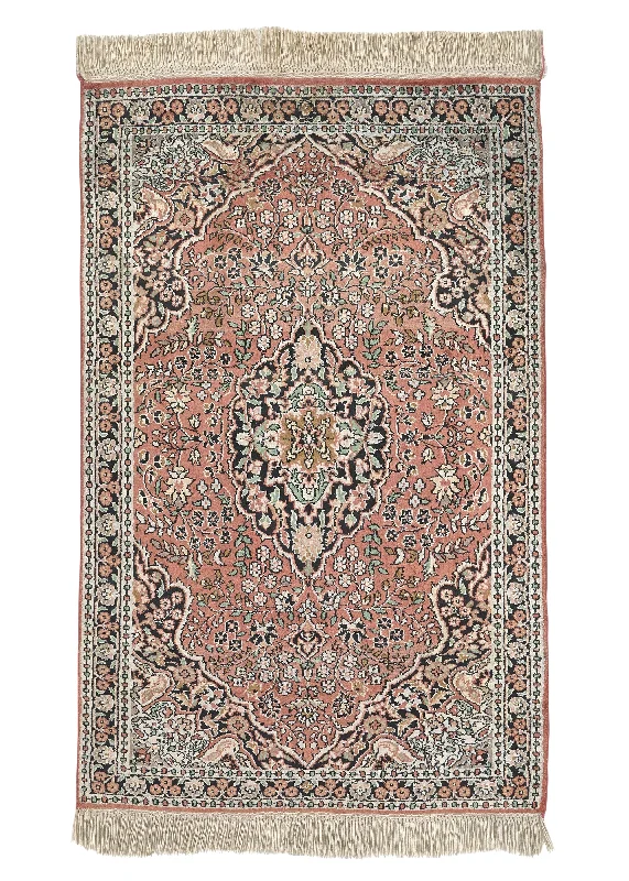 Oriental Rug Kashmiri Handmade Area Traditional 2'8"x4'0" (3x4) Pink Floral Design #25804