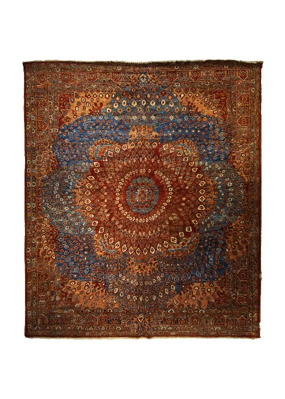 Oriental Rug Pakistani Handmade Area Traditional 8'0"x9'4" (8x9) Red Blue Geometric Design #A35247