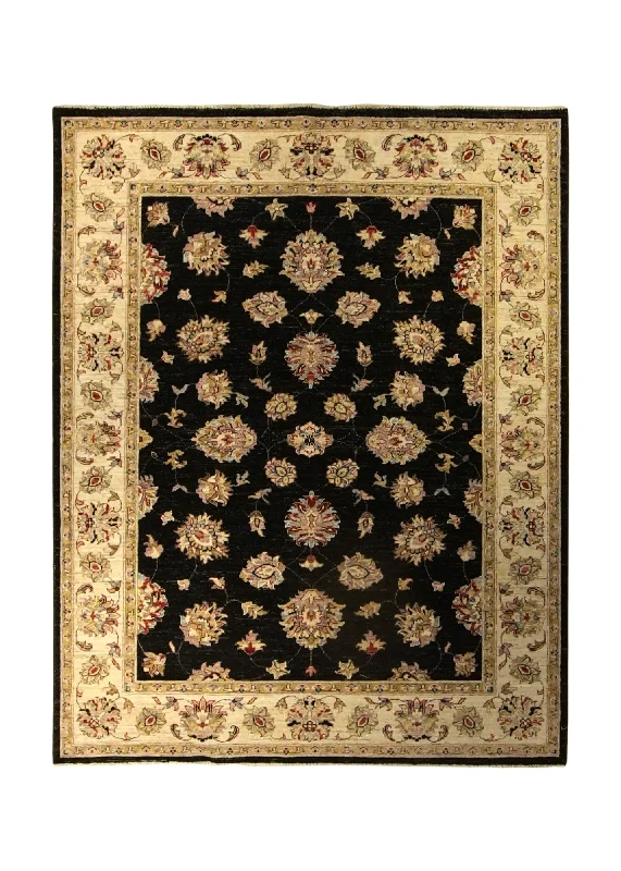 Oriental Rug Pakistani Handmade Area Transitional 5'2"x6'4" (5x6) Black Yellow/Gold Antique Washed Floral Oushak Design #A35366