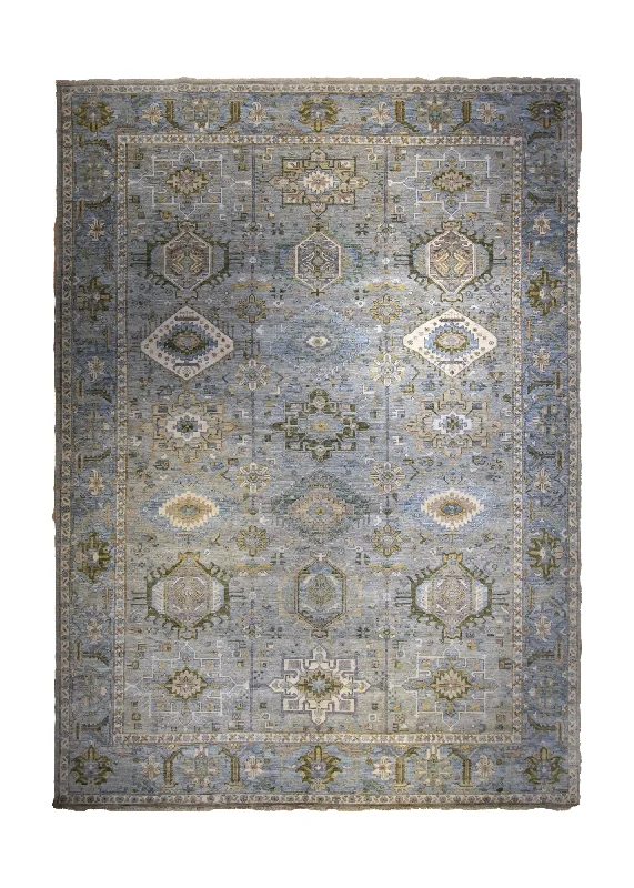 Oriental Rug Pakistani Handmade Area Transitional Tribal 10'0"x13'11" (10x14) Blue Geometric Kazak Design #A35277