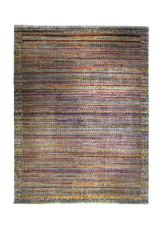 Oriental Rug Pakistani Handmade Area Transitional Tribal 10'3"x13'6" (10x14) Purple Multi-color Stripes Design #A35278