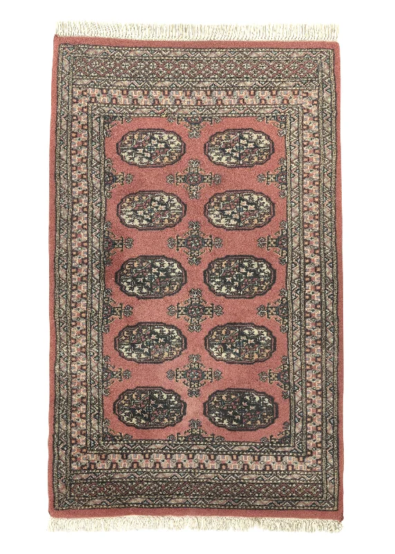 Oriental Rug Pakistani Handmade Area Tribal 3'2"x5'0" (3x5) Pink Bokhara Design #33789