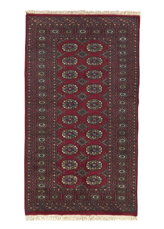 Oriental Rug Pakistani Handmade Area Tribal 3'1"x5'4" (3x5) Red Bokhara Design #34450