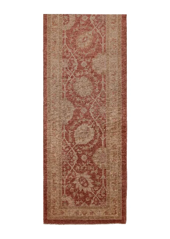 Oriental Rug Pakistani Handmade Runner Transitional 2'9"x10'5" (3x10) Red Floral Oushak Design #32700