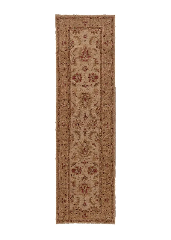 Oriental Rug Pakistani Handmade Runner Transitional 2'9"x9'6" (3x10) Whites/Beige Floral Oushak Design #35303