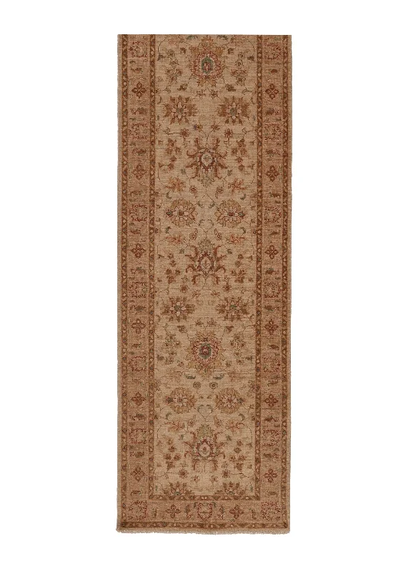 Oriental Rug Pakistani Handmade Runner Transitional 2'8"x10'0" (3x10) Whites/Beige Floral Oushak Design #35304