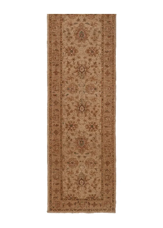 Oriental Rug Pakistani Handmade Runner Transitional 2'8"x9'8" (3x10) Whites/Beige Floral Oushak Design #35305