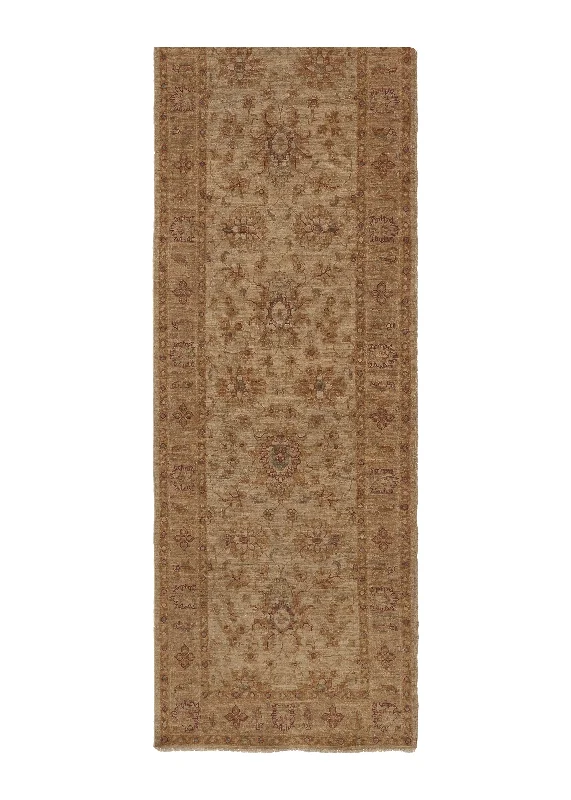 Oriental Rug Pakistani Handmade Runner Transitional 2'8"x10'5" (3x10) Whites/Beige Floral Oushak Design #35463