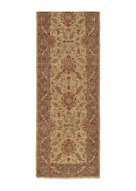 Oriental Rug Pakistani Handmade Runner Transitional 2'8"x11'5" (3x11) Whites/Beige Brown Oushak Design #33850