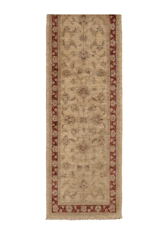 Oriental Rug Pakistani Handmade Runner Transitional 2'7"x17'7" (3x18) Whites/Beige Red Floral Oushak Design #34834