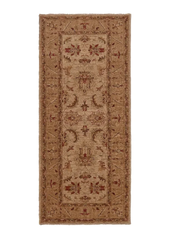 Oriental Rug Pakistani Handmade Runner Transitional 2'8"x6'8" (3x7) Whites/Beige Floral Oushak Design #35453