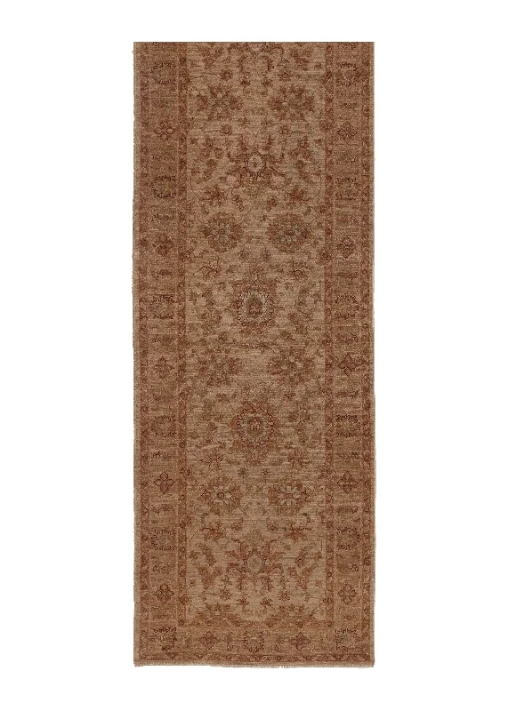 Oriental Rug Pakistani Handmade Runner Transitional Neutral 2'8"x9'6" (3x10) Whites/Beige Floral Oushak Design #35416