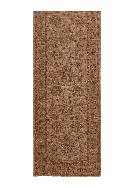 Oriental Rug Pakistani Handmade Runner Transitional Neutral 2'9"x9'6" (3x10) Whites/Beige Floral Oushak Design #35418