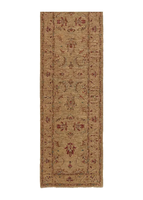 Oriental Rug Pakistani Handmade Runner Transitional Neutral 2'9"x9'10" (3x10) Whites/Beige Floral Oushak Design #35461