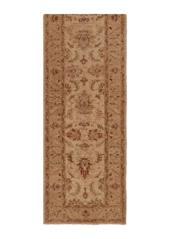 Oriental Rug Pakistani Handmade Runner Transitional Neutral 2'7"x9'9" (3x10) Whites/Beige Floral Oushak Design #35465