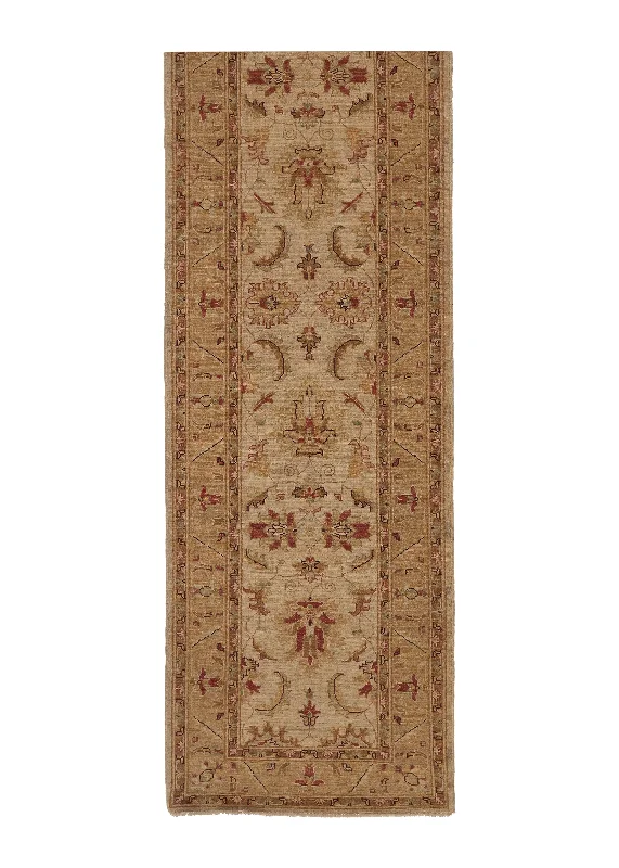 Oriental Rug Pakistani Handmade Runner Transitional Neutral 2'9"x9'8" (3x10) Whites/Beige Oushak Design #35412