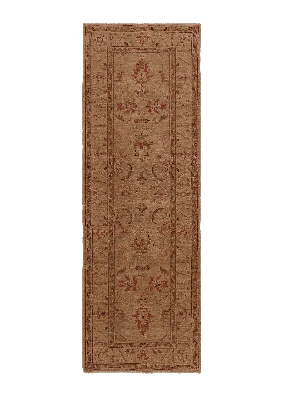 Oriental Rug Pakistani Handmade Runner Transitional Neutral 2'9"x8'2" (3x8) Whites/Beige Floral Oushak Design #35430