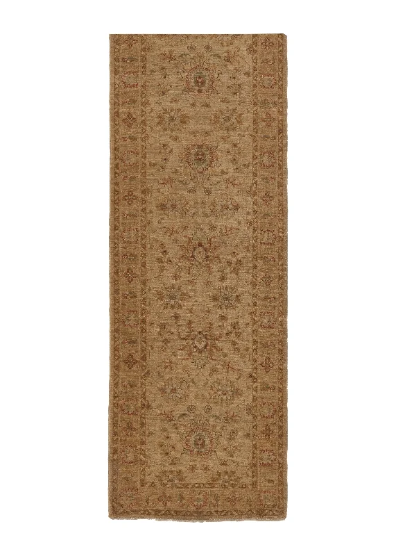 Oriental Rug Pakistani Handmade Runner Transitional Neutral 2'8"x9'4" (3x9) Whites/Beige Floral Oushak Design #35306