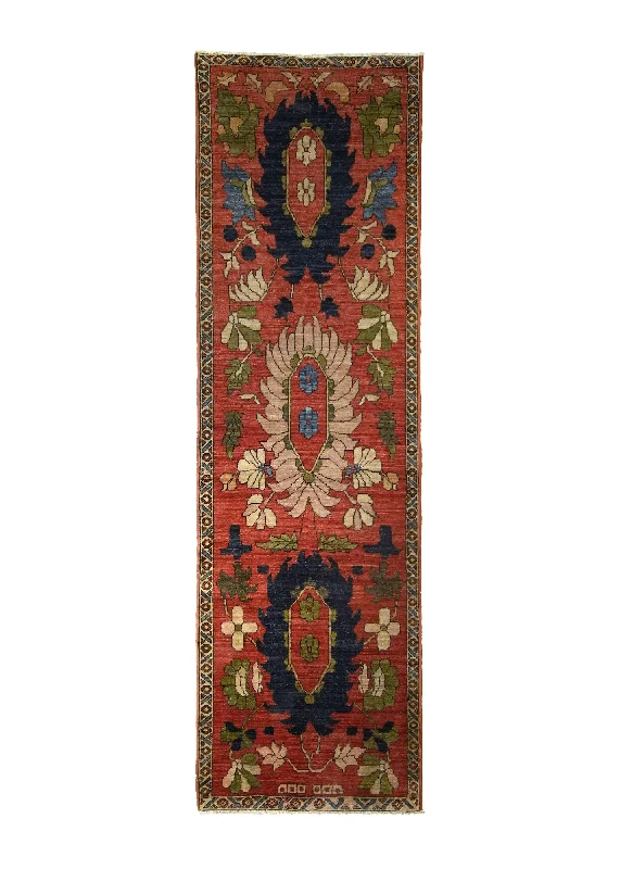 Oriental Rug Pakistani Handmade Runner Transitional Traditional 2'6"x8'4" (3x8) Red Floral Design #A35266