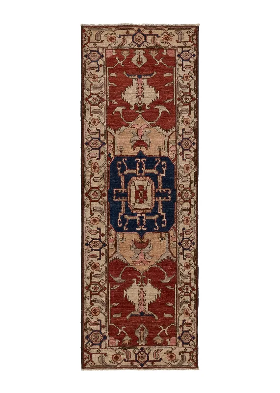 Oriental Rug Pakistani Handmade Runner Transitional Tribal 2'2"x6'8" (2x7) Red Geometric Serapi Design #35380