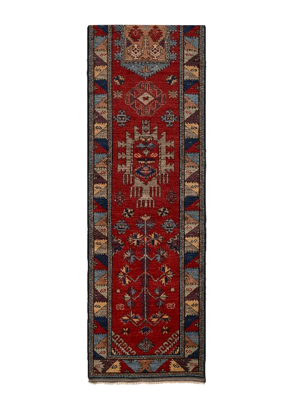 Oriental Rug Pakistani Handmade Runner Transitional Tribal 2'7"x10'0" (3x10) Red Blue Baloch Design #35345